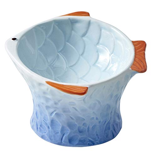 Tigela de cerâmica antiderrapante para gatos colorida série de peixes tigela de comida para gatos (a