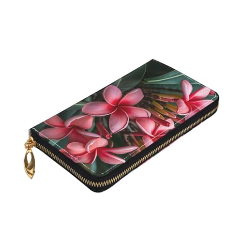 Leather Wallet for Women Men Bifold Wallet Ultra Slim Credit Card Holder Plumeria Ladies Clutch Purse4