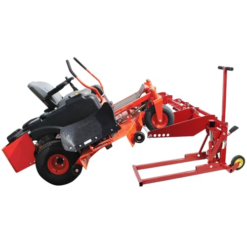550 Lbs Lawn Mower Lift | Riding Lawn Mower Lift Jack for Lawn Tractors, Zero Turn Mowers, and All Riding Mowers Red