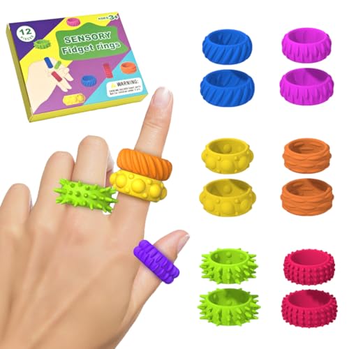 HYFZOD 12 Pcs D'activité Sensorielle Fidget Toys Anti Stress, Puce Sauteuse, Texturées Différentes Couleurs, Améliorer la Concentration, Jouets Anti-Stress Colorés...