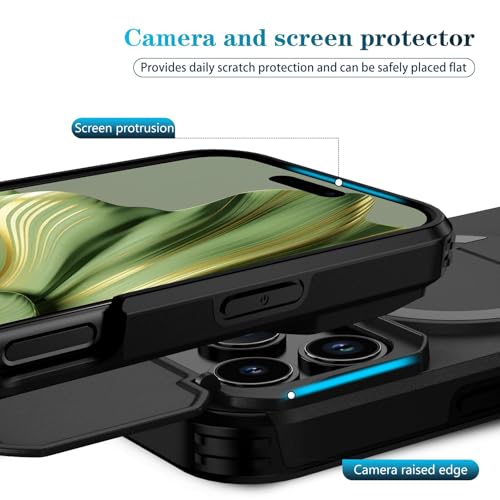 Image of ShieldTech MagStand Series Case for iPhone 17 Pro | Mobile Cover with flip-up Camera Cover MagSafe, Kickstand, Shockproof for Apple iPhone 17 Pro - Black