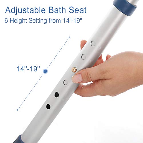 GreenChief Shower Chair 300lb, Adjustable Bath Seat with Free Bathroom Grab Bar - Medical Tool Free Heavy Duty Shower Bench Bathtub Stool Seat for Elderly, Senior, Handicap & Disabled