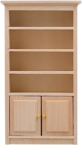 Toyvian Dollhouse Wooden Bookshelf Mini Wood Drawer Cabinet Miniature TV Cabinet Model Mini Bookcase Storage Shelves Dollhouse Furniture for 1: 12 Dollhouse Decoration Accessories