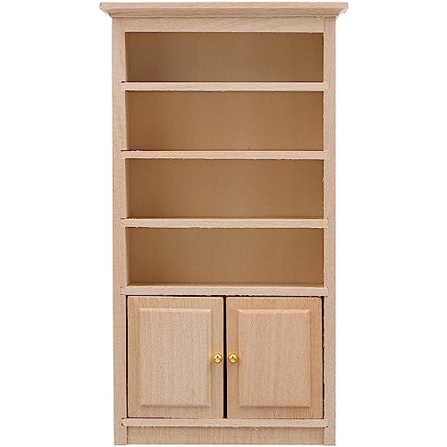 Toyvian Mini Wooden Drawer Cabinet, 1: 12 Dollhouse Decoration Bookshelf with Wood Drawer Tiny Bookcase TV Cabinet Model Storage Shelves Dollhouse...