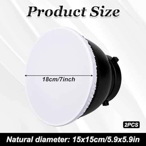 2Pcs Light Diffuser Sock, 7"/18cm Diffuser Lamp Cover White Soft Lampshade Reflector Lamp Sock for Studio Strobe Reflectors Ring Light Flash Light Standard Reflector