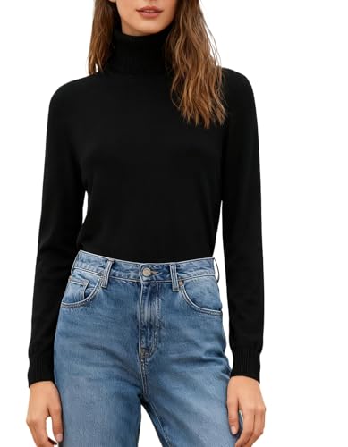 SANGTREE Women's Turtleneck Sweater Long Sleeve Casual Fall Winter Knit Pullover Sweater Top