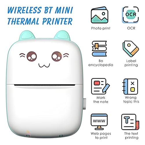 Image of WISHKEY Penguin Design Mini Portable Printer, Wireless Bluetooth Connectivity for Android & iOS System, Inkless Black and White Thermal Printer with Printing Paper Roll, (Pack of 1, Assorted)
