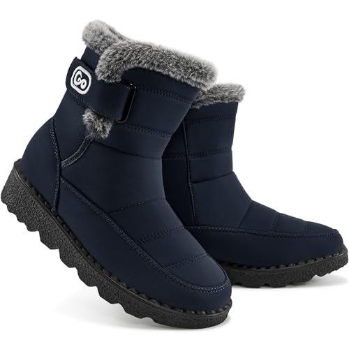 Ablanczoom Womens Winter Snow Boots With Warm Fur Lining Comfortable Booties Non Slip Waterproof...
