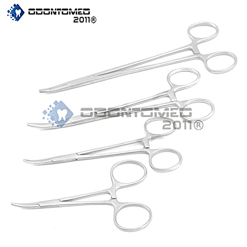 Odontomed2011 4-Piece Curved Hemostat Set (3.5”, 5”, 6.25”, 8") Ideal For Emt, Dental, Hobby, Fishing, Electronics, Pruning, Taxidermy And More #TOP1
