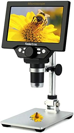 Koolertron 7 inch LCD Digital Microscope,12MP 1-1200X Magnification 1080P Coin Microscope with Screen,8 LED Lights,Rechargeable Battery Microscope for PCB Soldering Plant/Rock/Insect/Watch Repairing