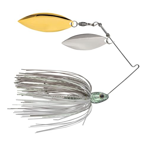 Strike King Tour Grade Spinnerbait Compact Fishing Lure, 1/2-Ounce, 4/0 Single Gamakatsu Hook, Weight Forward Head Design, Silver and Gold Willow Leaf Blades