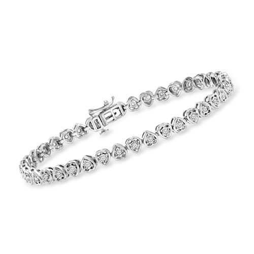 Ross-Simons 0.50 ct. t.w. Diamond Heart Tennis Bracelet in Sterling Silver