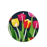 Fácil de aplicar: con un agujero en la parte superior de las hojas de ambientador con estampado de tulipanes coloridos, se pueden colgar fácilmente en tu dormitorio, armario, lavandería, coches, etc. Retira el paquete y úsalo, las hojas de ambientador con estampado de tulipanes coloridos son duraderas y frescas, hermosas y prácticas.