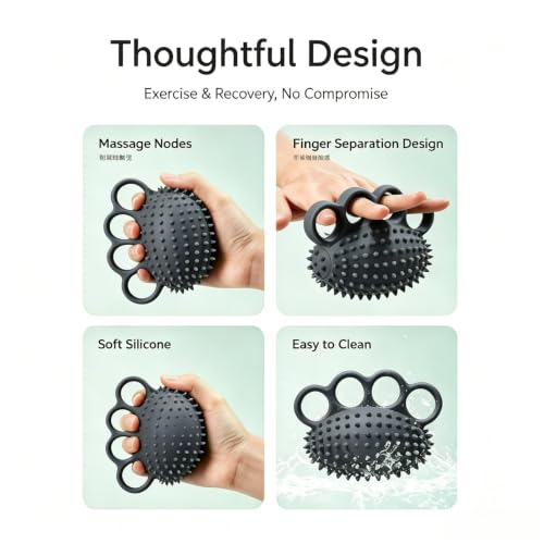 Image of Electric Hand Grip Strengthener Finger Exercise Ball, 3 Modes Vibration Therapy Ball with Magnetic Roller, Rechargeable Silicone Hand Squeeze Ball for Stroke Recovery, Arthritis, Carpal Tunnel & Stress Relief (1100mAh, 10Min Auto-Off)