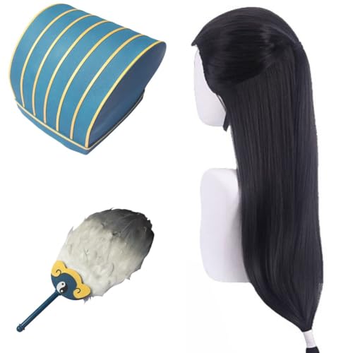 CCQING 諸葛孔明 諸葛亮 帽子 キャップ 扇子 ウィッグ コスプレ道具 小物 cosplay キャラクター しょかつこうめい アニメ 飾り コスチューム イベント プレゼント 萌えグッズ (B: キャップ)