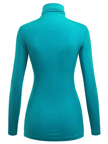 Image of Lock and Love Women's Turtleneck Top Lightweight Long Sleeve Slim Fit Pullover, Soft Rayon Stretch Layering Basic, S-3XL