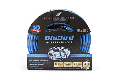 Blubird Lightest, Strongest, Most Flexible Rubber Air Hose (1/4" X 100') - Bb14100 #TOP26