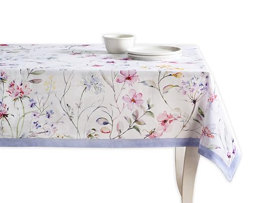 Maison d' Hermine Tablecloth 100% Cotton 140cm x 180cm Decorative Square Easter Tablecloths Washable Table Cover for Home, Wedding, Restaurant, Buffet Party & Camping, Summer Floral - Spring/Summer