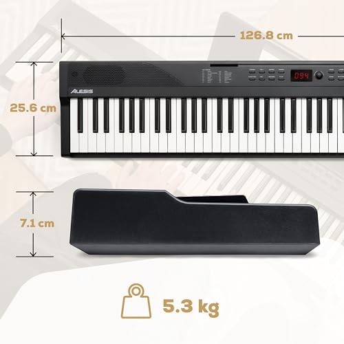 Alesis Keyboard E-Piano mit 88 Tasten, 480 Sounds, Lautsprechern, USB-MIDI, Noten/Tablet-Ablage, Netzadapter & Klavierlektionen für Anfänger