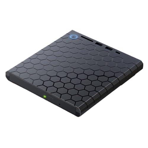 Sctecoau Lector de CD DVD Externo USB 3.0 Unidad de CD/DVD con Puertos SD/TF Grabadora de DVD Reproductor de Unidad de CD/DVD para PC PortáTil