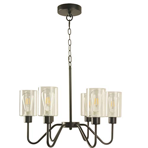 Best Quality 🔥 BAODEN 6 Lights Contemporary Matte Black Mid Century Chandelier Modern Sputnik Pendant Light with Clear Glass Shades Industrial Vintage Lighting Fixtures for Dining Kitchen Island Bedroom (Black)