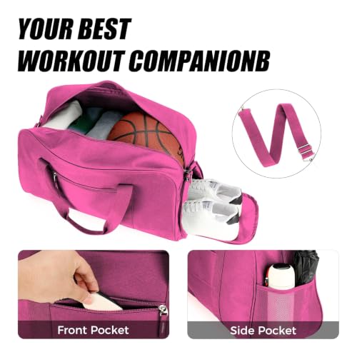 Image of Searock 45L Gym Bag for Men & Women with Shoe Compartment | 21 inch Large Duffle Bag for Travel, Sports, Fitness & Workout, Rose Pink