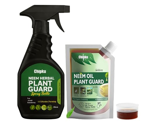 Chipku Pure Cold Pressed Water Soluble Neem Oil 200ml With Empty Spray Bottle Concentrate For Plants & Garden For Indoor And Outdoor Removes Aphids Fungus Thriphs For Making 40Lits Neem Spray Bottles
