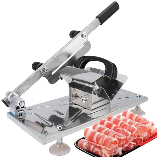 Cortadora de Carne Manual - Cortadora de Carne Congelada de Acero Inoxidable, Espesor Ajustable de 0,3 a 8 Mm, Máquina de Corte de Carne Fría para Carne de Res, Rollo de Cordero, Tocino, Verduras