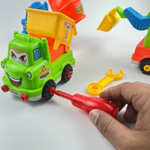kit 3 Caminhão Monta Desmonta Brinquedo Infantil Ferramentas