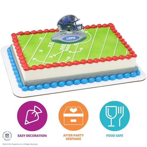 NFL Detroit Lions Cake Decoration, Football Helmet Cake Topper, Officially Licensed Product Of The NFL, Ready To Use Birthday Cake Decoration by DecoPac - Used condition - Image 4