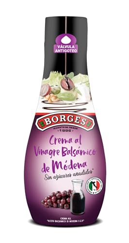 Borges - Crema al Vinagre Balsámico de Módena - Con denominación de Origen I.G.P. - Sin Azúcares añadidos - Ideal para ensaladas, pescados, carnes y verduras - Libre de Grasas - Botella de 250 ml.