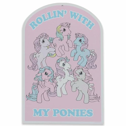 Hasbro My Little Pony Rollin' With My Ponies Metal Sign - Fun Vintage Pony Wall Decor for Bedroom or Playroom