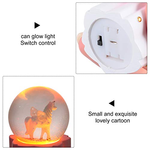 VALICLUD Unicórnio Resina Globo de Neve LED Light up Globo de Vidro Ornamento Decorativo Candeeiro d