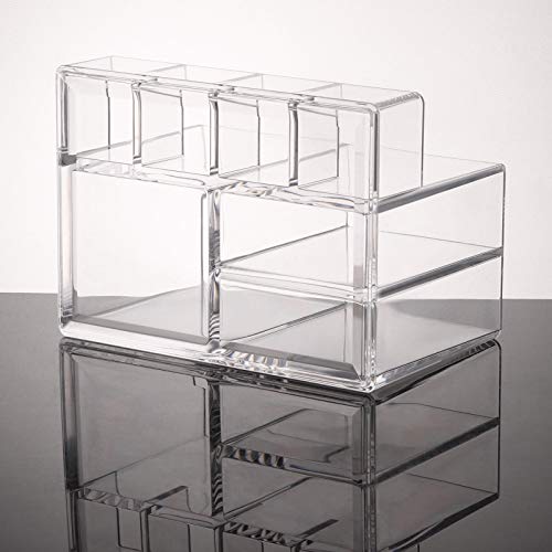 Image of Tbestmax Makeup Brush Holders, Clear Plastic 7-Compartment Vanity Cosmetic Organizer Storage