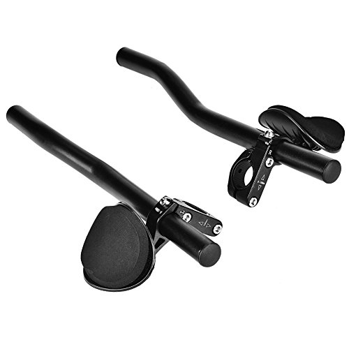 Bicycle Aero Bars, Aluminum Alloy Bike Armrest Handlebars Arm Rest Clip TT Handlebar for Triathlon Time Bicycle Cycling Aerobars Suitable for Mountain Bike and Road Bike