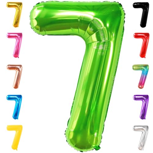 KatchOn, Giant Light Green Number 7 Balloon - 40 Inch | 7th Birthday Balloon for 7th Birthday Decorations | 7 Balloons for Birthday | Seven Balloon Number | 7 Year Old Balloon for 7 Year Decorations