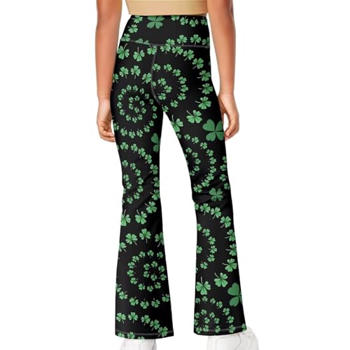 St Patricks Day Flare Leggings for Girls 5-14 Years Kids High Waisted Yoga Pants School Long Bootcut4