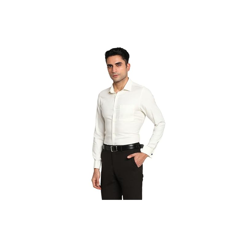 Turtle Men Cotton White Slim Fit Solid Formal Shirts - Image 3