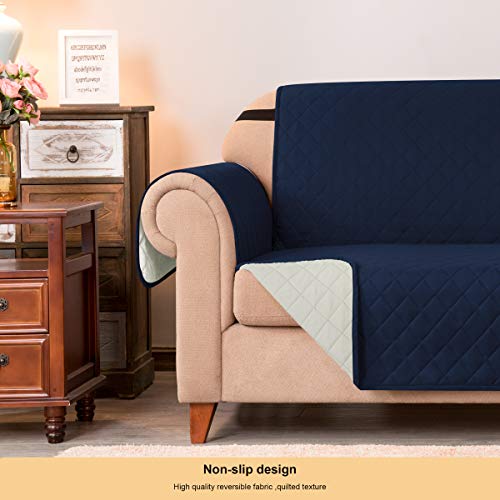 Dyfun Sofa Slipcover Reversible Couch Cover Furniture Protector With Elastic Straps For Livingroom Non-Slip Washable Cover For Pets Kids Children (Loveseat,Navy) #TOP3