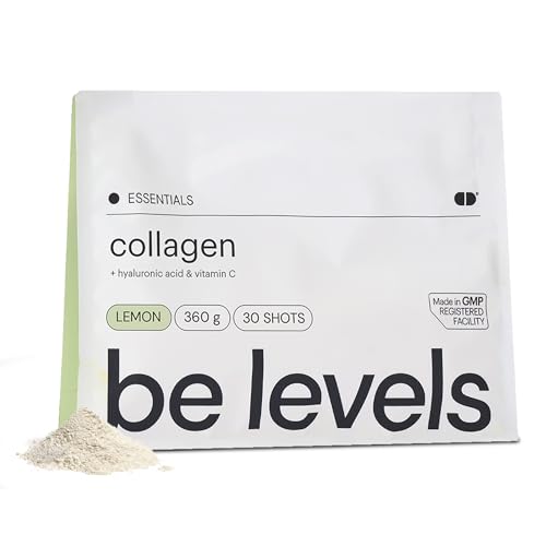 Colágeno Hidrolizado con Ácido Hialurónico y Vitamina c - Péptidos de Colágeno Sabor Limón 360g -Mejora Articulaciones + Piel + Cabello - Colágeno en Polvo sin Gluten ni Lactosa | be levels