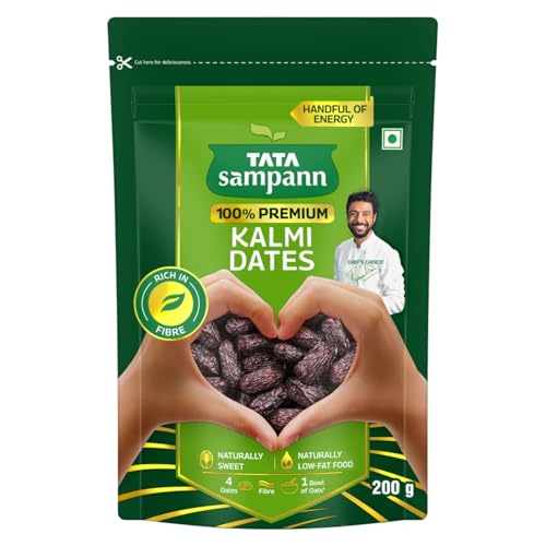 Image of Tata Sampann Premium Kalmi Dates /Khajoor, 200g, Rich in Fibre, Naturally Sweet, Naturally Low-Fat Food