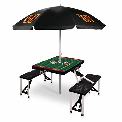 Image of PICNIC TIME NFL Picnic Table Portable Folding Table with Seats and Umbrella