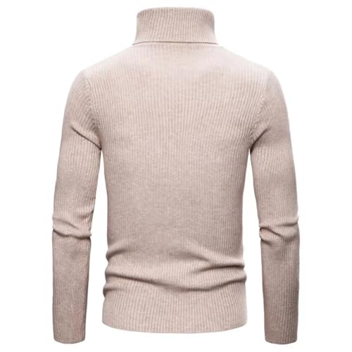 Men's Loose Solid Color Turtleneck Sweater Men's Ribbed Turtleneck Slim Fit Pullover Thermal High Neck Casual Knitted Tops3