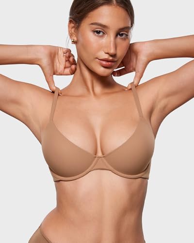 Image of INLYRIC Women's Inbarely Plus Balconette Bra - Lightly Padded Underwire Sexy Tshirt Demi Bras Supportive