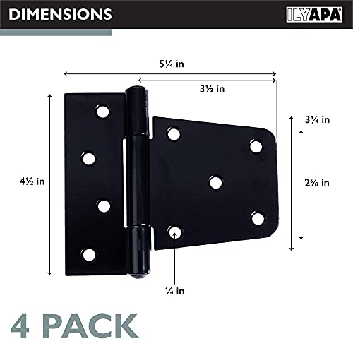 Ilyapa Heavy Duty Shed Door Hinges, 4 Pack - Black Square Hinges For Gate, Barn Or Storage Shed #TOP5