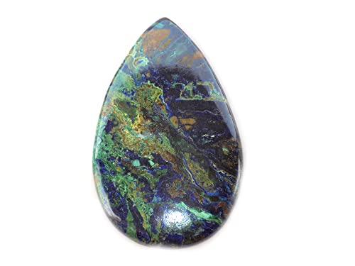 Azurite cabochon naturel pour pendentif artisanal, pierre poire bleue et verte élégante