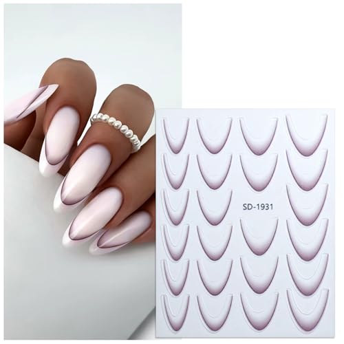 Ombre Efekt French Tırnak Sticker, Lavanta Moru, Nail Art SD-1931