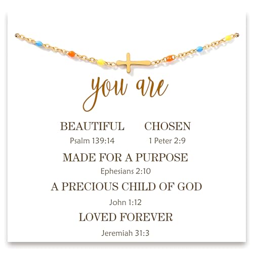 Christian Mothers-Day Gifts for Women, First Communion Confirmation Graduation Religious Cross Bracelet Jewelry for Women Her Faith, Inspirational Jesus Birthday Gifts for Friends/Mom/Grandma/Daughter/Sisters/Granddaughter/Her