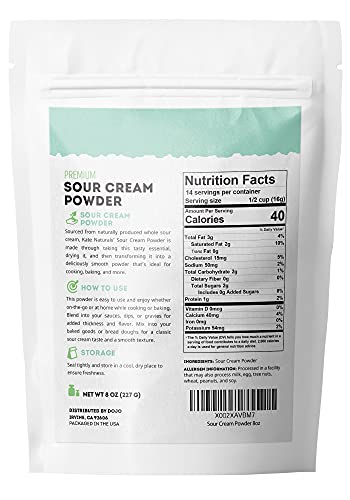 Premium Sour Cream Powder by Kate Naturals. 100% Natural & Vegan. No Refrigeration Needed Powdered Sour Cream. Ideal for Cooking & Baking. Resealable Bag. 8 oz. - Thumbnail 2