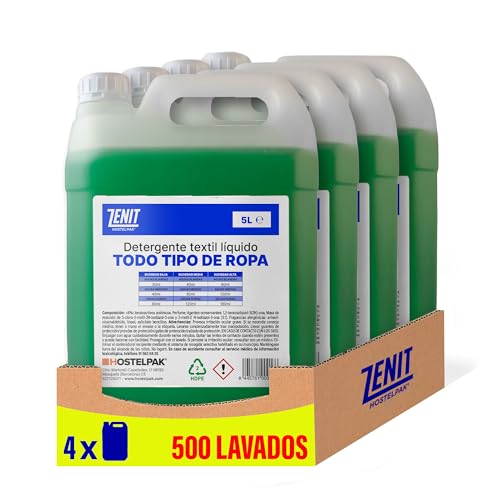 Hostelpak | 4 x 5L - Detergente líquido Todo Tipo de Ropa, Lavandería profesional, Detergente ropa clásico, Detergente para el lavado de ropa